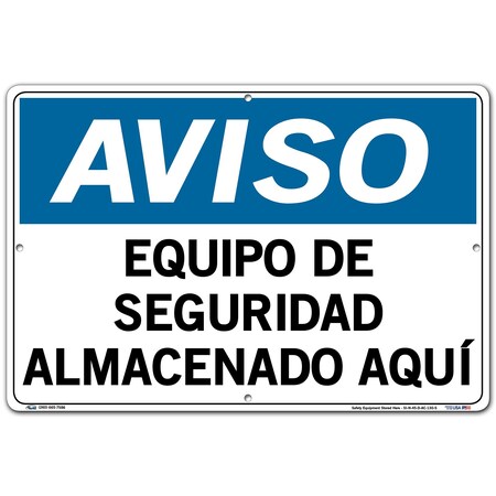Vestil Aluminum Composite Sign, 12-1/2" Height, 18-1/2" Width, Aluminum Composite, Rectangle, Spanish SI-N-45-D-AC-130-S